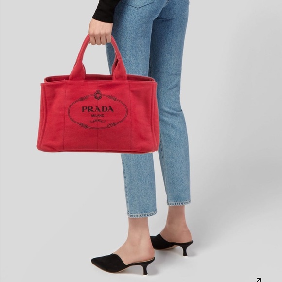 Prada Handbags - Authentic Prada Red Women's Tote Bag Canapa